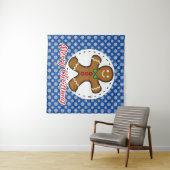 Gingerbread - Blue Snowflakes Pattern - Merry Xmas Wandteppich (Beispiel (Horizontal))