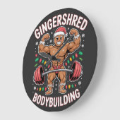 Gingerbread Bodybuilding Christmas Gym Große Wanduhr (Winkel)
