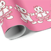 Gingerbread Boy and Girl Christmas Wrapping Paper Geschenkpapier (Rolleneckpunkt)