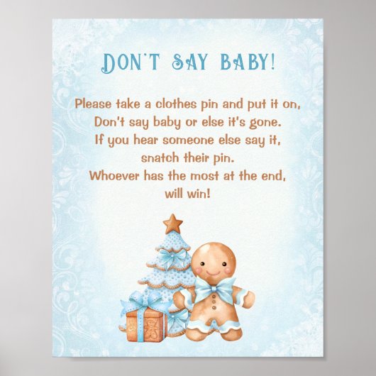 Gingerbread Boy Baby Shower Say Baby Game nicht Poster (Vorne)