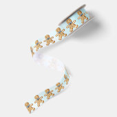 Gingerbread Boy Blau Glitter Satinband (Rückseite)