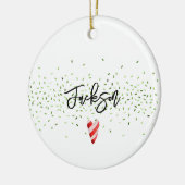 Gingerbread Boy Candy Cane HerzNAME Holliday Keramik Ornament (Links)