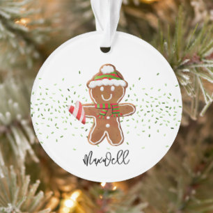 Gingerbread Boy Candy Cane Herzname Weihnachten Ornament