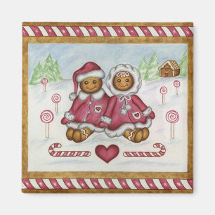 Gingerbread Boy & Girl Christmas Magnet