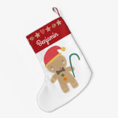 Gingerbread Boy Holiday Cookie Roter Grenzname Kleiner Weihnachtsstrumpf (Rückseite (Hängend))