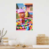 Gingerbread Boy macht gut - Weihnachtskunst Poster (Küche)