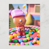 Gingerbread Boy macht gut - Weihnachtskunst Postkarte (Vorderseite)