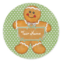 Gingerbread Boy Polka Dot Sticker