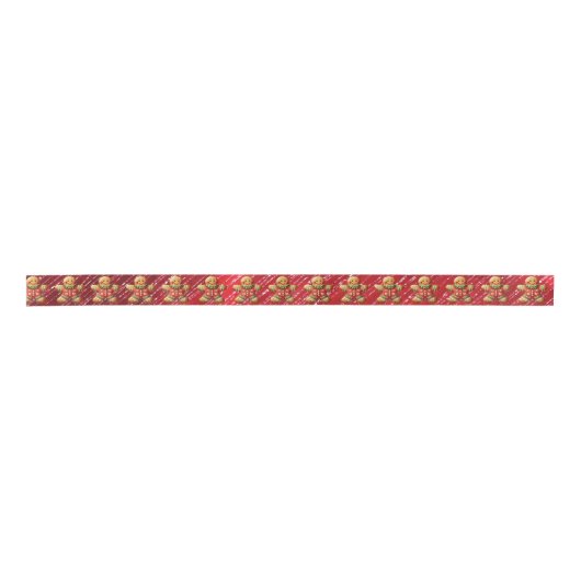 Gingerbread Boy Red Glitter Satinband (Vorderseite)