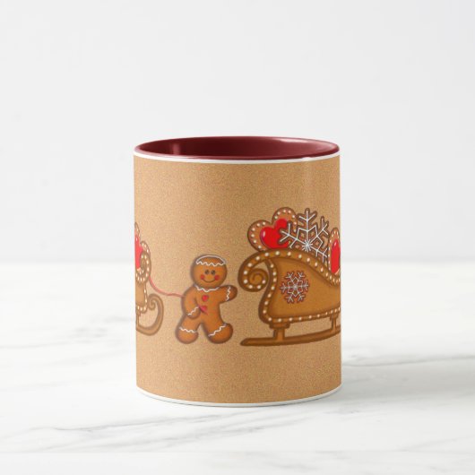 GINGERBREAD BOY & SLEIGING by SHARON SHARPE Tasse (Zentrum)