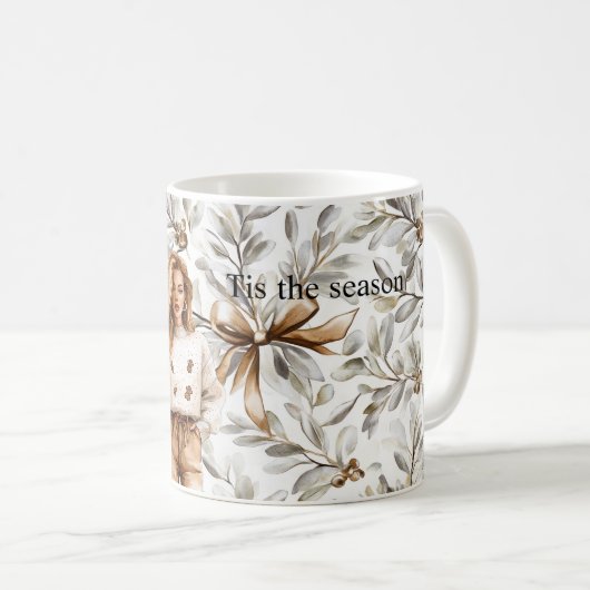 Gingerbread Brown Blond Girl Christmas Bow Kaffeetasse (VorderseiteRechts)