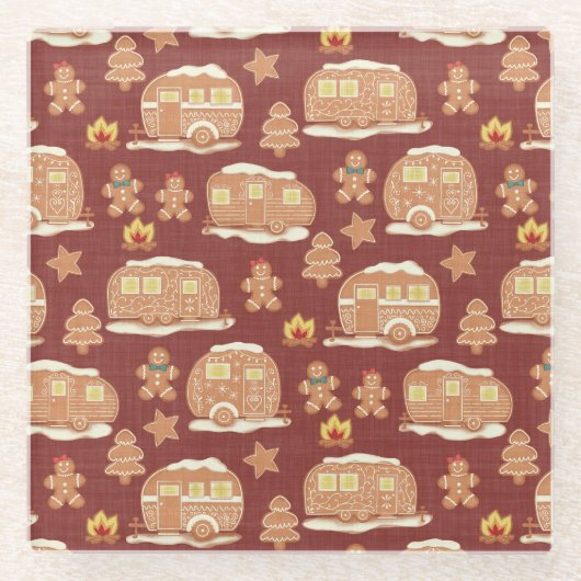 Gingerbread Camper Weihnachten Glasuntersetzer (Vorderseite)