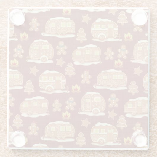 Gingerbread Camper Weihnachten Glasuntersetzer (Rückseite)