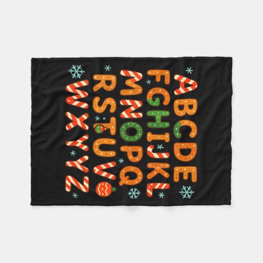 Gingerbread Candy Cane Alphabet Christmas Letters  Fleecedecke (Vorderseite (Horizontal))