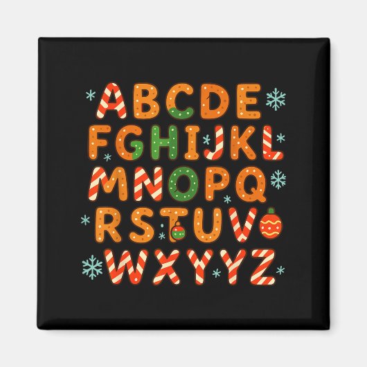 Gingerbread Candy Cane Alphabet Christmas Letters Magnet (Vorne)