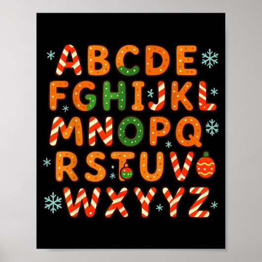 Gingerbread Candy Cane Alphabet Christmas Letters  Poster (Vorne)