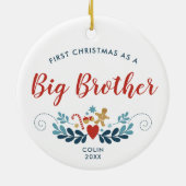 Gingerbread Candy Cane Personalisiert Big Brother Keramik Ornament (Hinten)