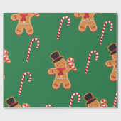 Gingerbread Candy Cane Weihnachten Geschenkpapier (Flach)