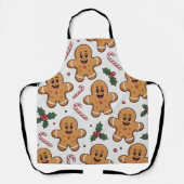 Gingerbread Candy Canes & Holly Sprigs Christmas Schürze (Vorderseite)