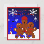 Gingerbread Carolers Frohe Weihnachtseinladung Einladung (Vorderseite)