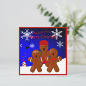 Gingerbread Carolers Frohe Weihnachtsgrüße Feiertagskarte (Stehend Vorderseite)