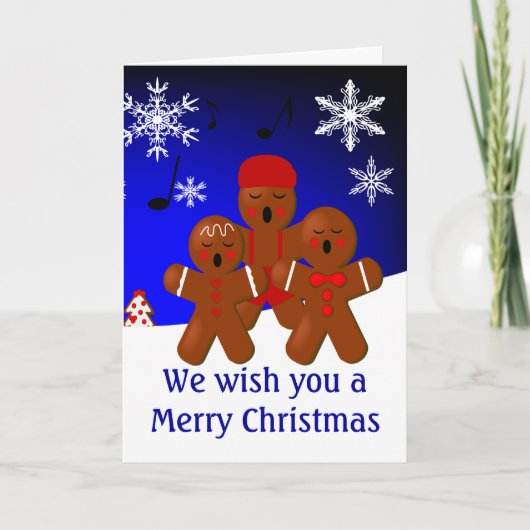 Gingerbread Carolers Frohe Weihnachtskarte Feiertagskarte (Vorderseite)