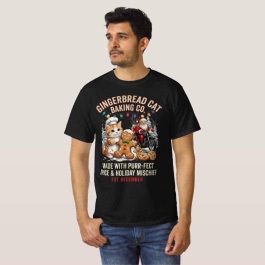 Gingerbread Cat Baking Co Purrfect Spice Christmas T-Shirt (Vorne ganz)