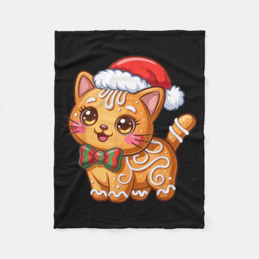 Gingerbread Cat Christmas Cat Lover Xmas  Fleecedecke (Vorderseite)