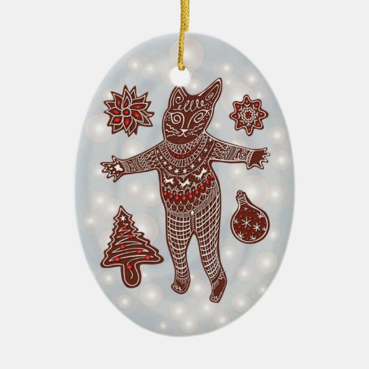 Gingerbread Cat & Cookies Christmas Tree Ornament (Vorne)