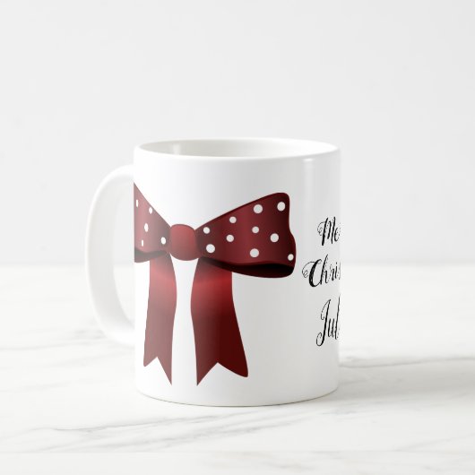 Gingerbread Chic Elegant Roter Bow und weiße Punkt Kaffeetasse (Vorderseite Links)