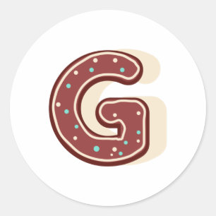 Gingerbread Christmas Anfangsbuchstabe G Runder Aufkleber