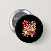 Gingerbread Christmas Bow Christmas House Retro Co Button (Vorne & Hinten)