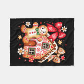 Gingerbread Christmas Bow Christmas House Retro Co Fleecedecke (Vorderseite (Horizontal))
