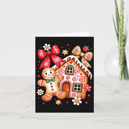Gingerbread Christmas Bow Christmas House Retro Co Karte (Vorderseite)