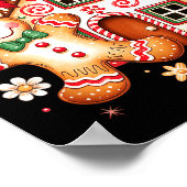 Gingerbread Christmas Bow Christmas House Retro Co Poster (Ecke)