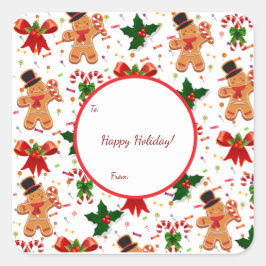 Gingerbread Christmas Candy Ribbon Quadratischer Aufkleber