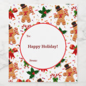 Gingerbread Christmas Candy Ribbon Weinetikett (Einzelnes Label)