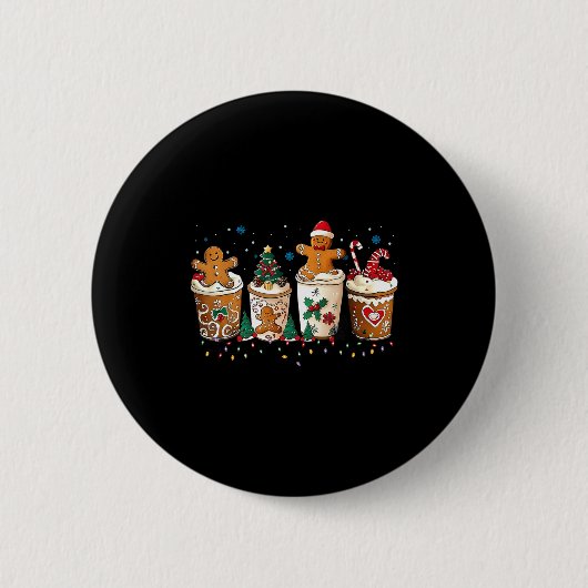 Gingerbread Christmas Coffee Cute Sweet Winter Hol Button (Vorderseite)