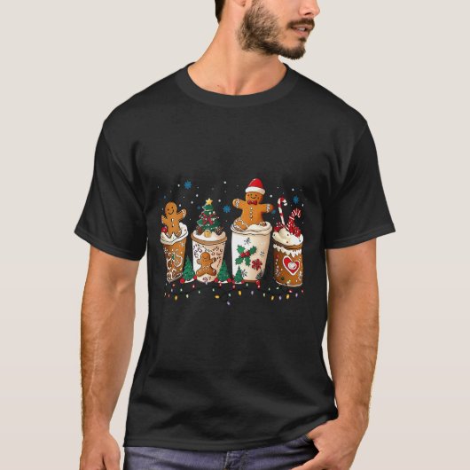 Gingerbread Christmas Coffee Cute Sweet Winter Hol T-Shirt (Vorderseite)