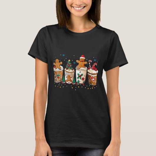 Gingerbread Christmas Coffee Cute Sweet Winter Hol T-Shirt (Vorderseite)