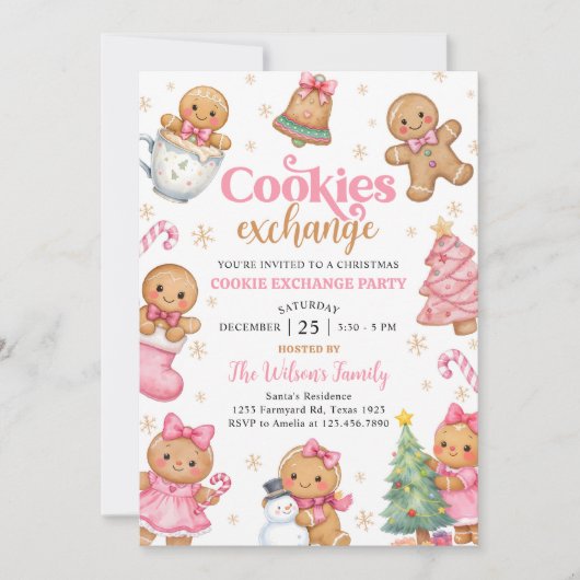 Gingerbread Christmas Cookie Exchange Party Einladung (Vorderseite)
