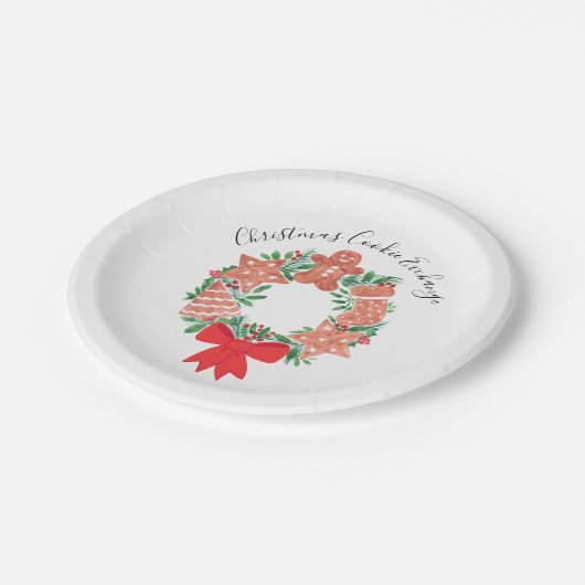 Gingerbread Christmas Cookie Exchange Party Pappteller (Schrägansicht)