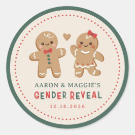 Gingerbread Christmas Gender Reveal Favor Runder Aufkleber