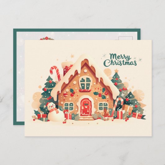 Gingerbread Christmas House Postkarte (Vorne/Hinten)