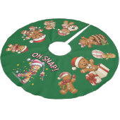 Gingerbread Christmas "Oh Snap!" Polyester Weihnachtsbaumdecke (Schrägansicht)