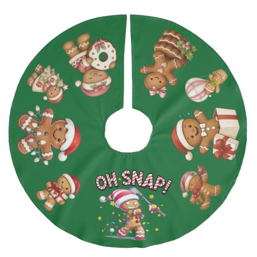 Gingerbread Christmas "Oh Snap!" Polyester Weihnachtsbaumdecke (Vorderseite)
