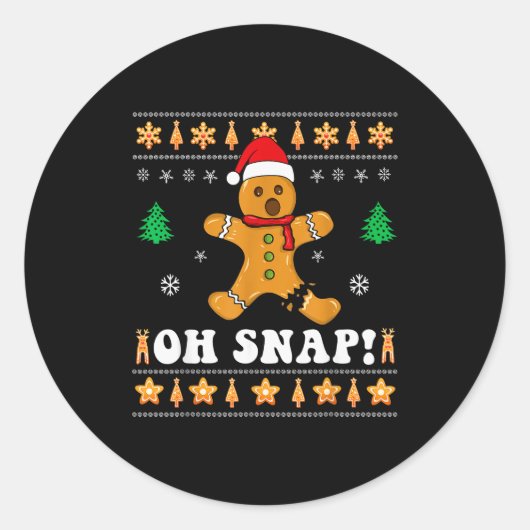 Gingerbread Christmas Oh Snap! Xmas Baking Baker H Runder Aufkleber (Vorderseite)