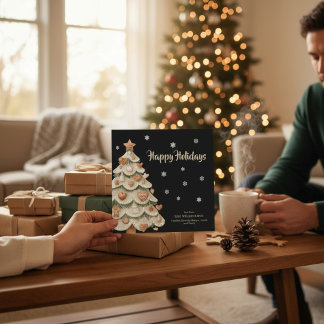 Gingerbread Christmas Tree Snowflake Holiday Card Einladung