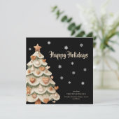 Gingerbread Christmas Tree Snowflake Holiday Card Einladung (Stehend Vorderseite)