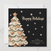 Gingerbread Christmas Tree Snowflake Holiday Card Einladung (Vorderseite)